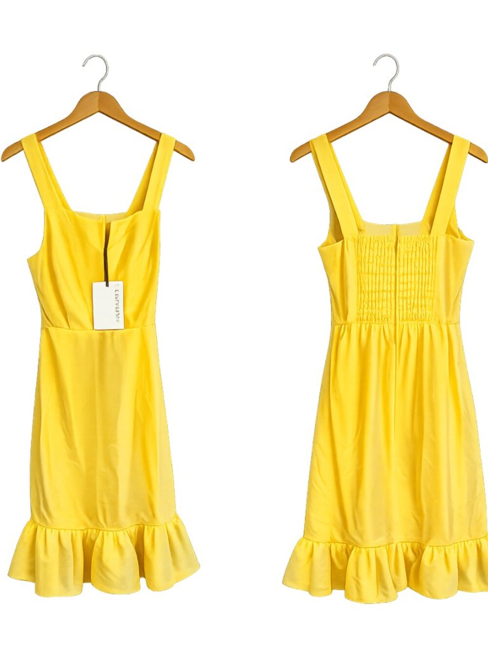 NWT The Commons Yellow Sundress Size Small Ruffle Hem Sleeveless Mini Dress